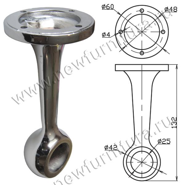 Держатель трубы d25 дистационный торцевой, хром, гальваника 59971