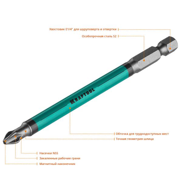 Бита PH2х100мм KRAFTOOL OPTIMUM 26122-2-100-10